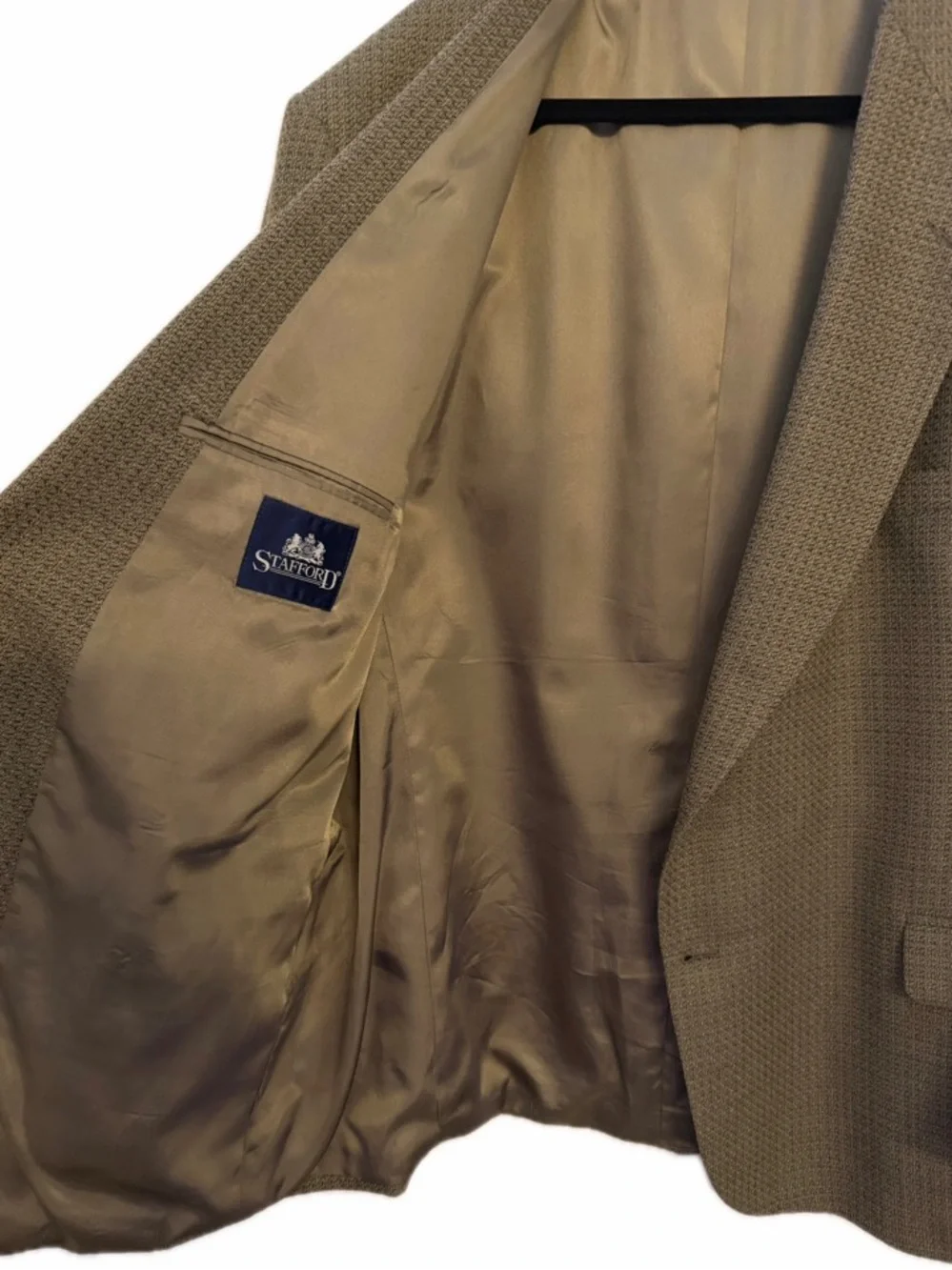 MENS 50R STAFFORD TAN/BROWN WOOL TWEED HERRINGBONE CLASSIC FIT SPORTS COAT